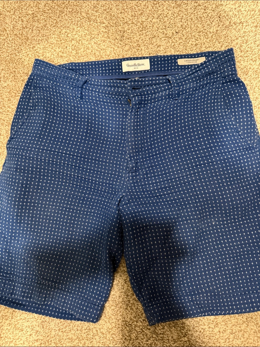 Goodfellow & Co Navy Blue Microdot Flat Front Men’s Shorts 9in inseam 28in waist